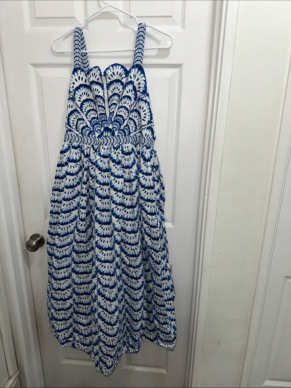 crown & ivy Blue and White Smocked Sundress